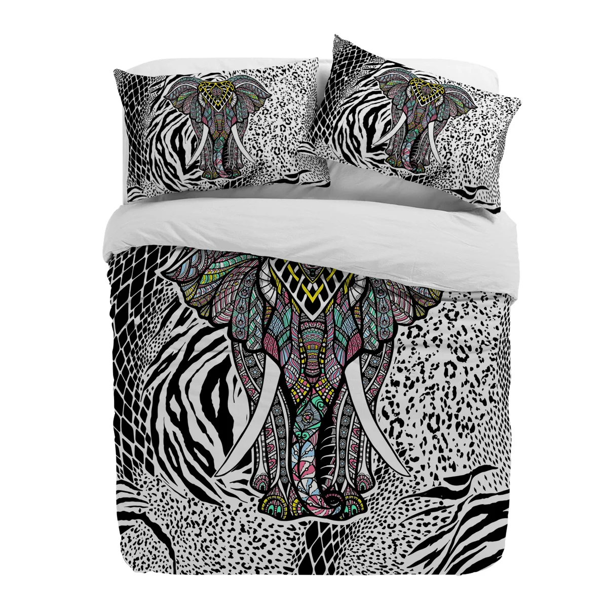 

Animal Elephant Mandala Zebra Texture Duvet Cover With Pillow Case Custom 3pcs Bedding Set Quilt Cover Double Bed Home Textile