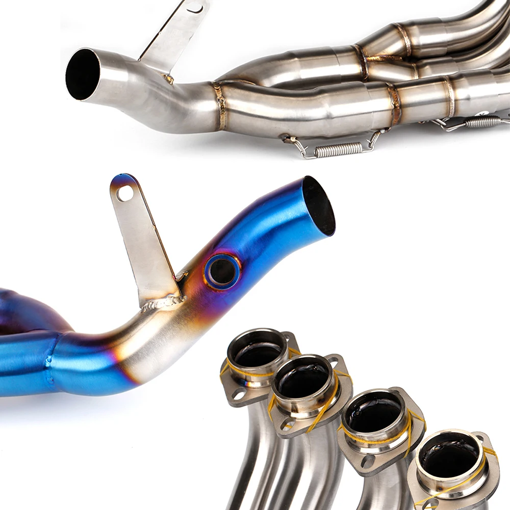 Complete exhaust system for R6, Exhaust Slip On Front Tube Link Pipe, Connect or original silencer