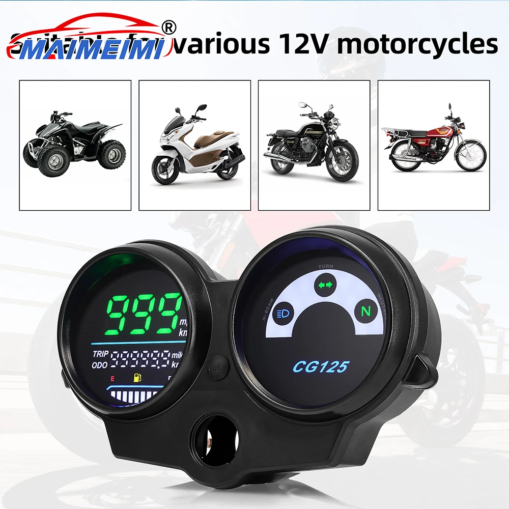 Motorcycle Speedometer Digital Panel with RPM, mileage, fuel, turn signal, high beam for Brazil Honda CG125 2000-2008