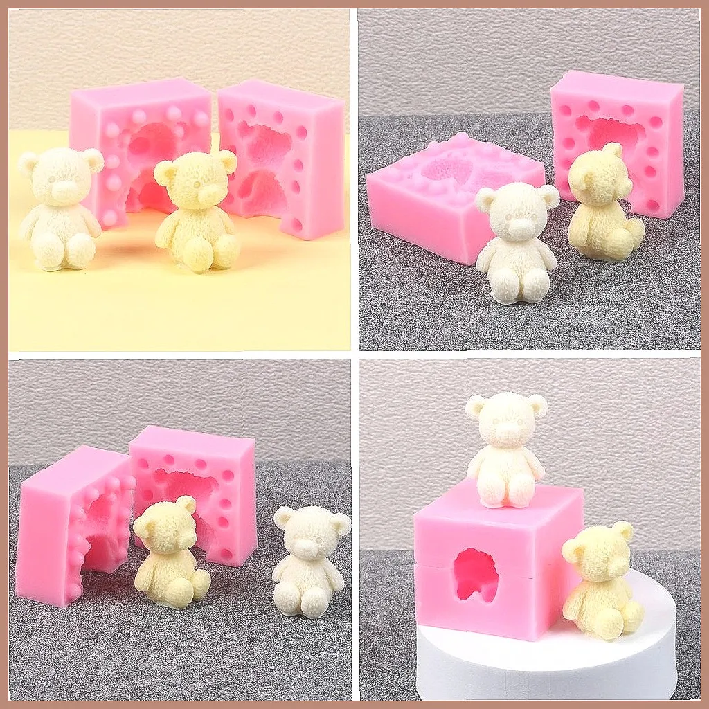 3D Bären-Silikonform für Kerzen, Seife, Harz, Wachs, Ton - DIY-Handwerk & Kuchendekoration Geschenk