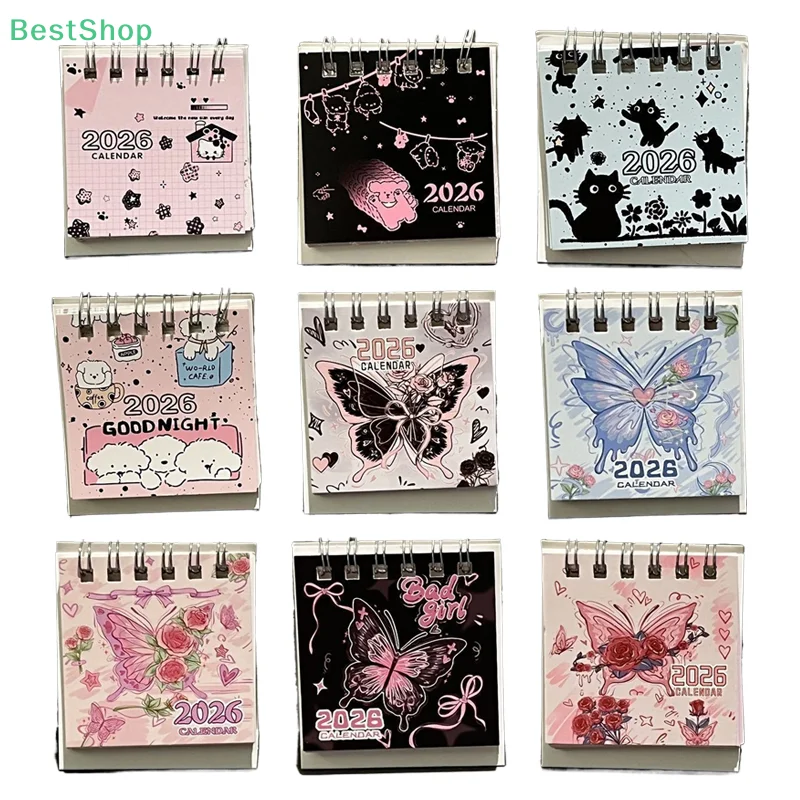 

2026 Mini Desk Calendars Cute Butterfly Horse Design Paper Monthly Planner Daily Office & Personal Planning Cute Desk Decor