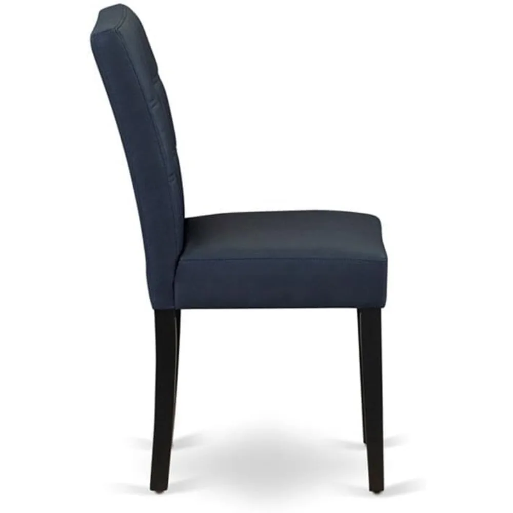 كراسي بارسونز مبطنة من قماش البوليستر باللون الأزرق الداكن مع مسند ظهر أنيق - أثاث غرفة الطعام الحديثة #6