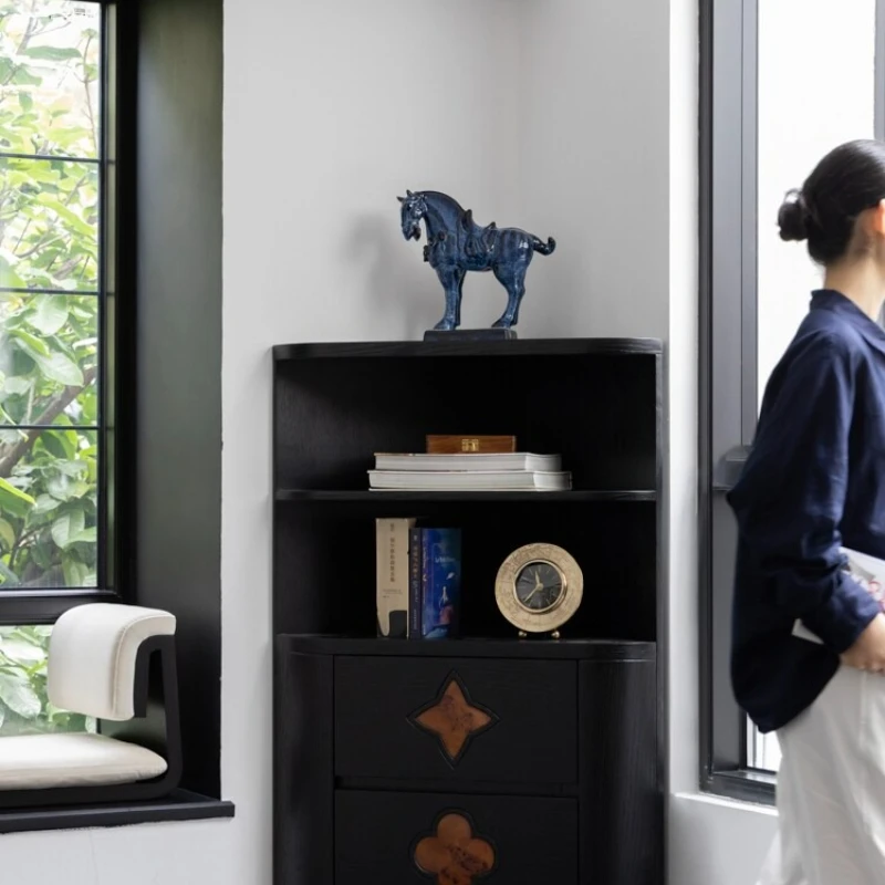 

Corner storage side cabinet, display rack, corner solid wood bookcase living room