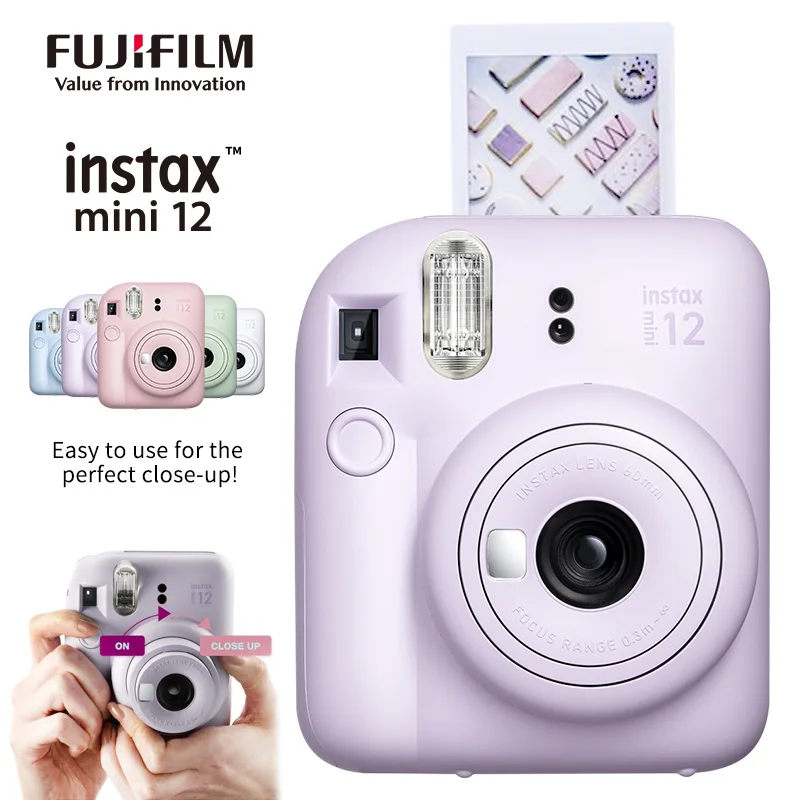 Origin Fujifilm Instax Mini 12 Instant Camera Auto Exposure Close-Up Mode Parallax Correction Pastel Photo Gift