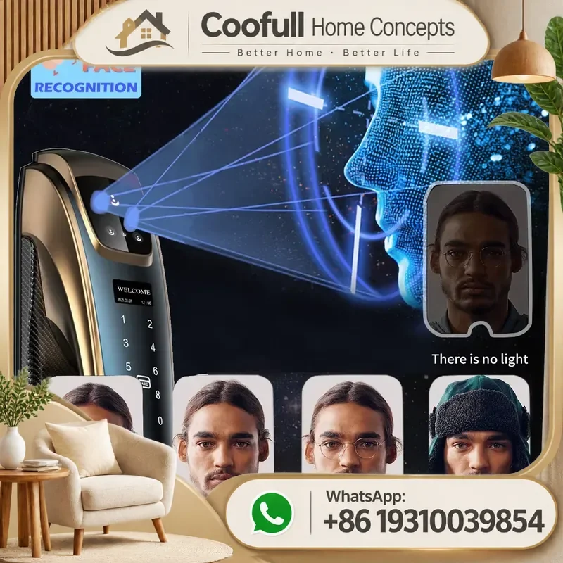 Smart Door Lock Face Recognition Fingerprint Tuya WiFi Golden Camera Electronic Security For Home Apartment Entrance
