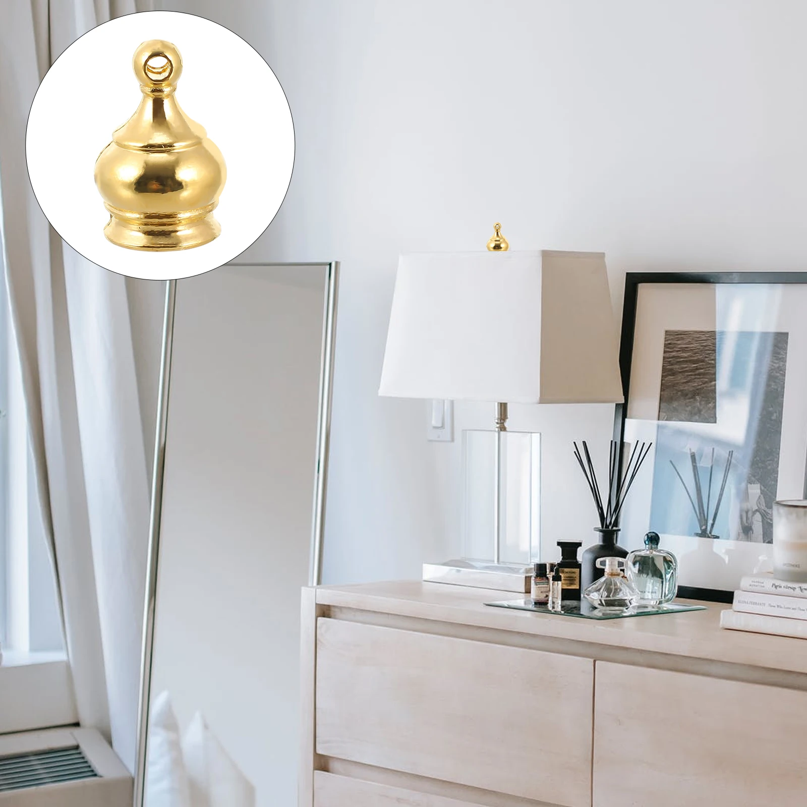 

4 Pcs Horn Frame Finials Zinc Alloy Lamp Shade Screw Gold Cap Vintage Light Parts Decor Accessories for Chandeliers