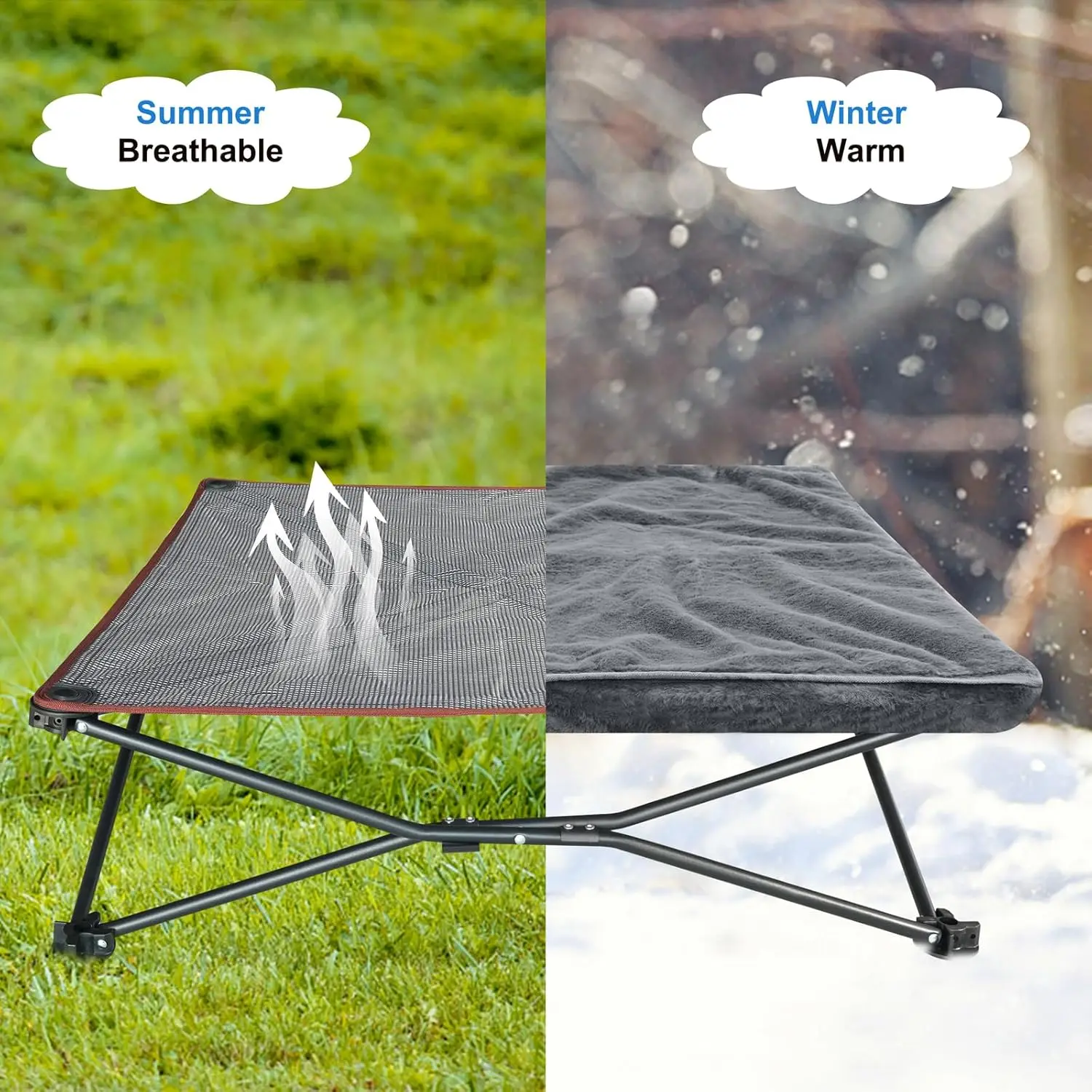 unp Outdoor Dog Bed - Portable, Elevated Camping Dog Cot for Indoor, Courtyard & Travel, Breathable Textilene Mesh