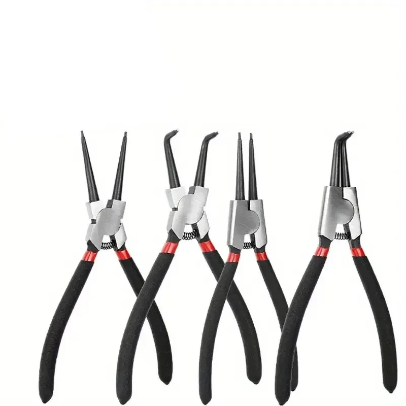 4PCS Snap Ring Pliers Set, 7 inch Internal/External Heavy Duty for Ring Remover Retaining Straight Bent Lock Pliers Set