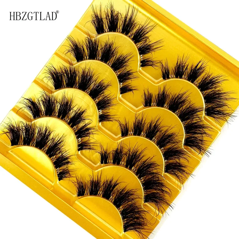 HBZGTLAD 5 Pares de Pestañas Postizas con Banda Invisible, 3D de Visón, Hechas a Mano, Banda Transparente, para Maquillaje 4