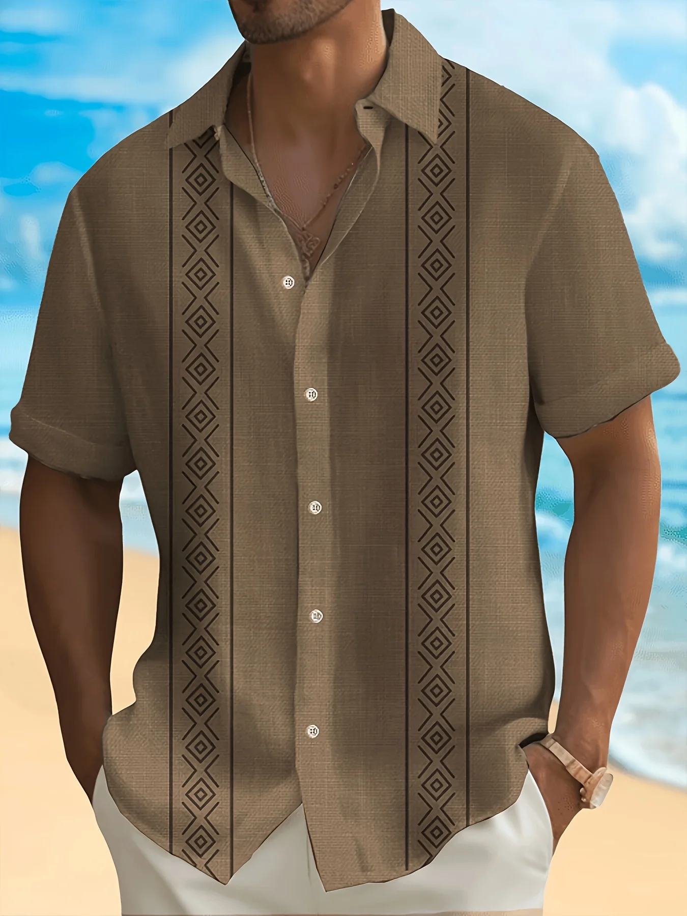 The new men's short-sleeved shirt for summer 2025 is breathable lightweight casual and fashionable with 3D printing