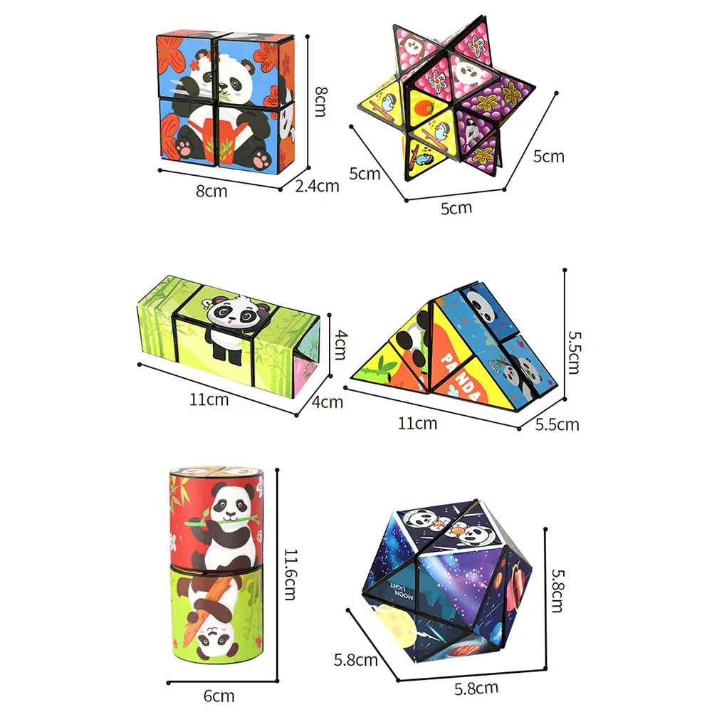 Panda nieskończona magiczna kostka odwracająca dekompresja Puzzle trójwymiarowa mała zabawka 3D deformacja antystresowy kształt zmieniający pudełko