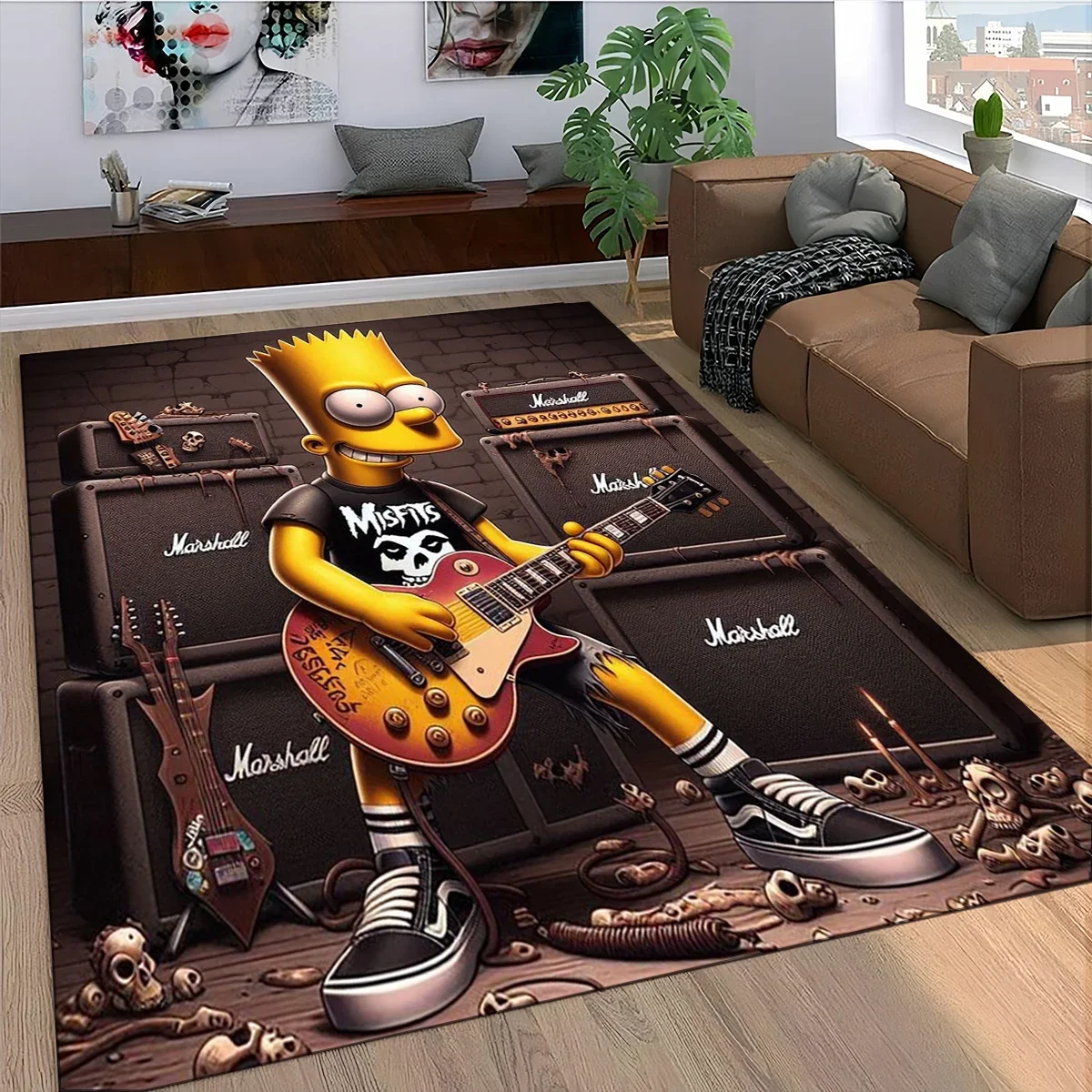 Style The Simpsons Rapper Cartoon Carpet Rug for Living Room Bedroom Home Sofa Decoration,Kids Play Non-slip Floor Mat