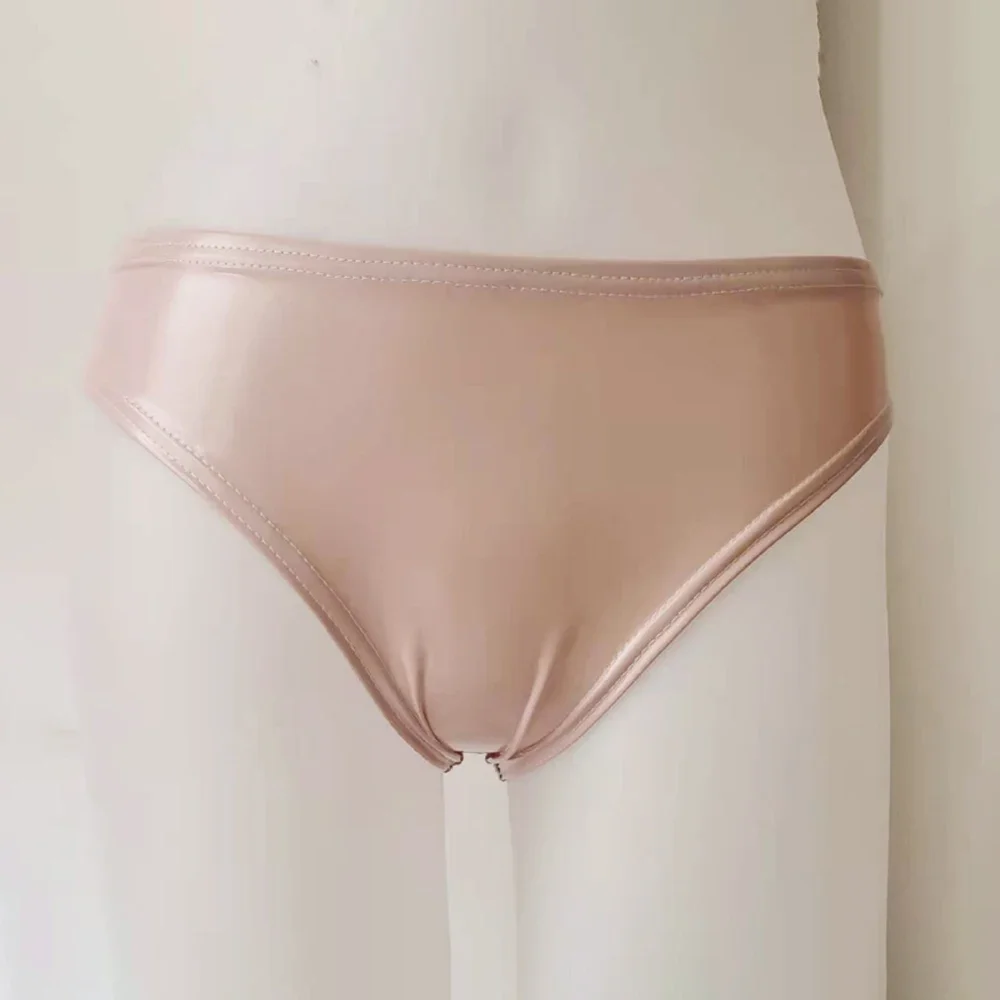 

Sexy Faux Leather Slink Panties Bikini Thong Brief Clubwear for Women in Pink/Blue/Silver/Rose Red Tag Size M~2XL