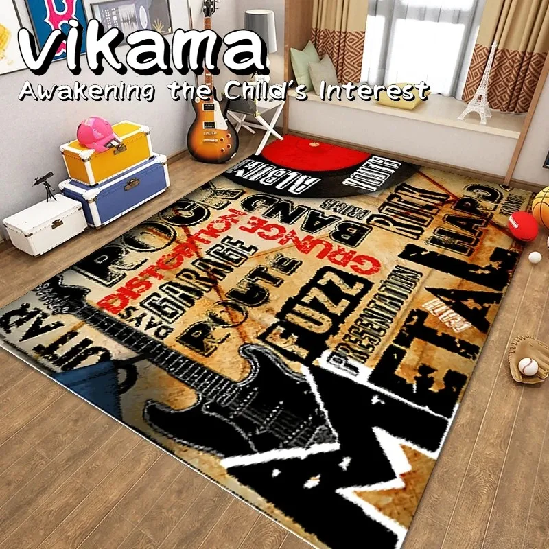 VIKAMA Modern Electronic Drums Crystal Velvet Household Non-slip Carpet Children's Living Room Coffee Table Stain-resistant Mat