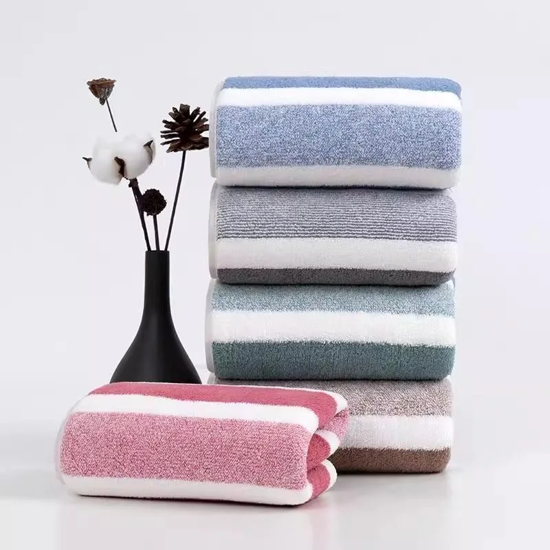 1 Pc Striped Pattern Towel Set Soft Hand Towel Bath Towel Quick Drying Absorbent Towels For Bathroom