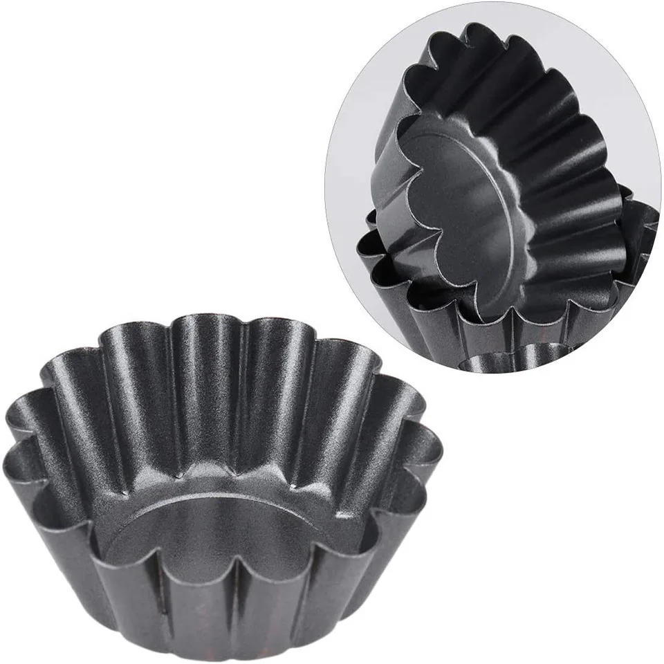 

4Pcs Egg Tart Baking Molds Carbon Steel Nonstick Fluted Tart Moulds Cupcake Pudding Cake Molds Pastry Baking Tool