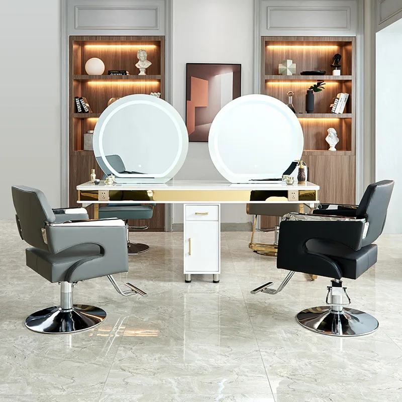 Barber shop mirror table, special for hair salon, with cabinet for hair cutting, perm and dyeing table, single-sided double-side