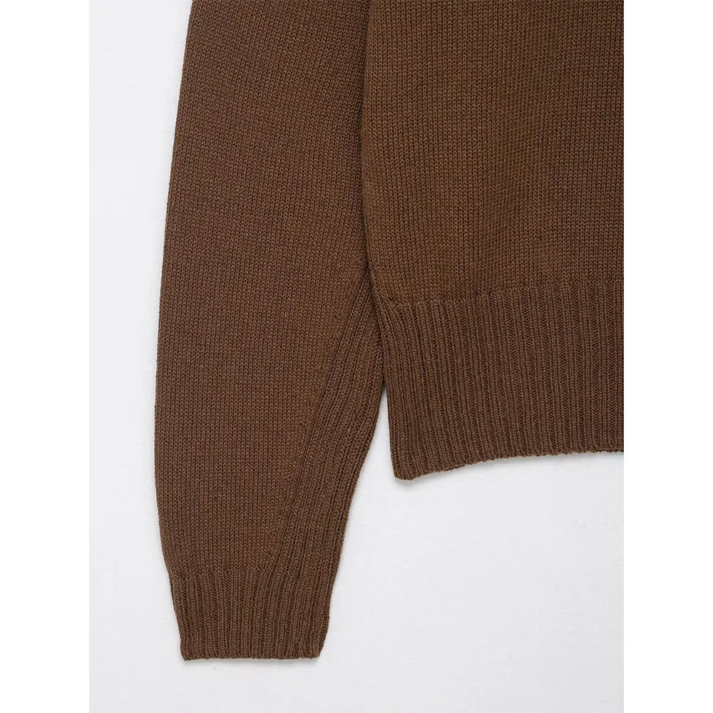 DUOPERI, prendas de punto para mujer, Jersey de punto marrón a la moda, suéter informal con cuello en V y mangas largas, Tops elegantes para mujer