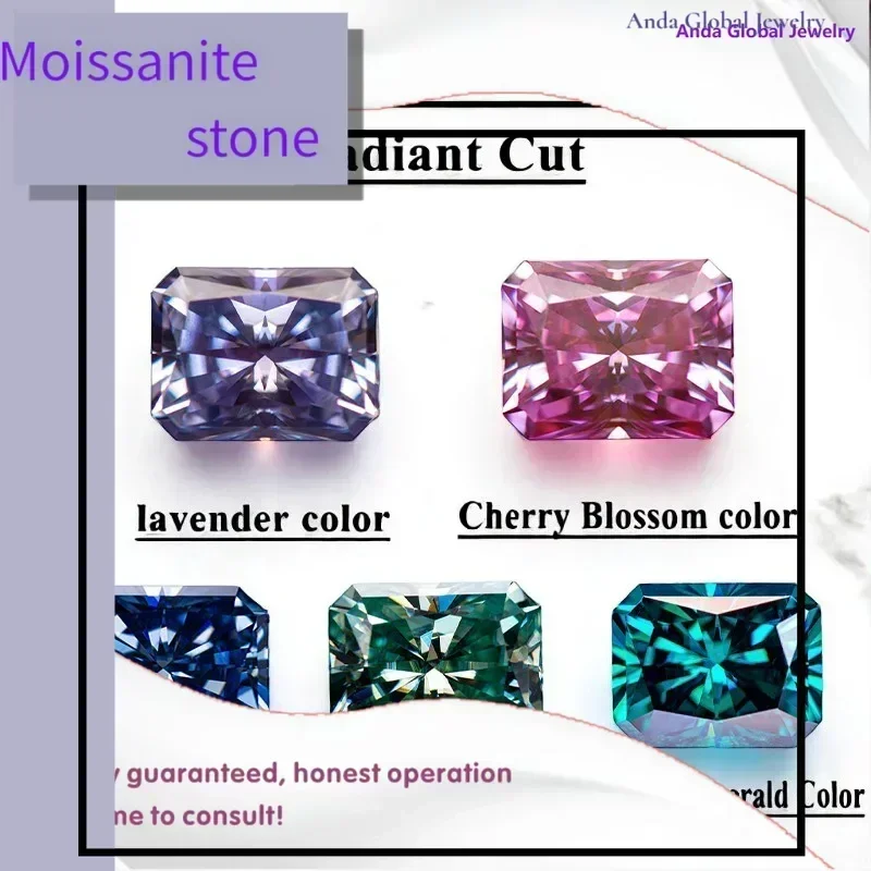 

Top Moissanite Stone Radiant Shape VVS1 Combination Chain Charms Beads with Certificate for Advanced Jewelry Making Materi