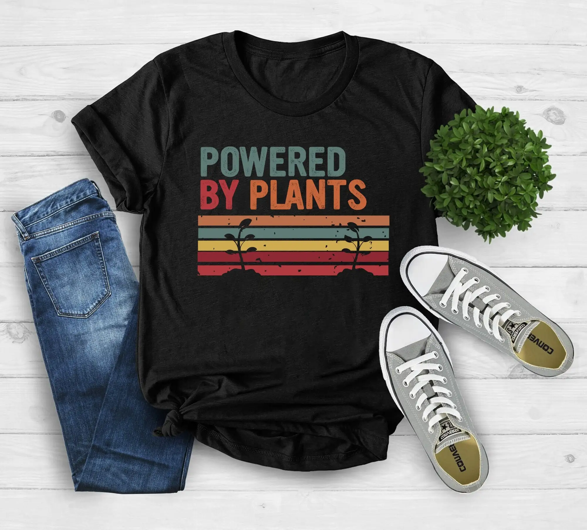 Vegan Powered By Plants T Shirt Vegetarian Herbivore For Vegans Plant Power