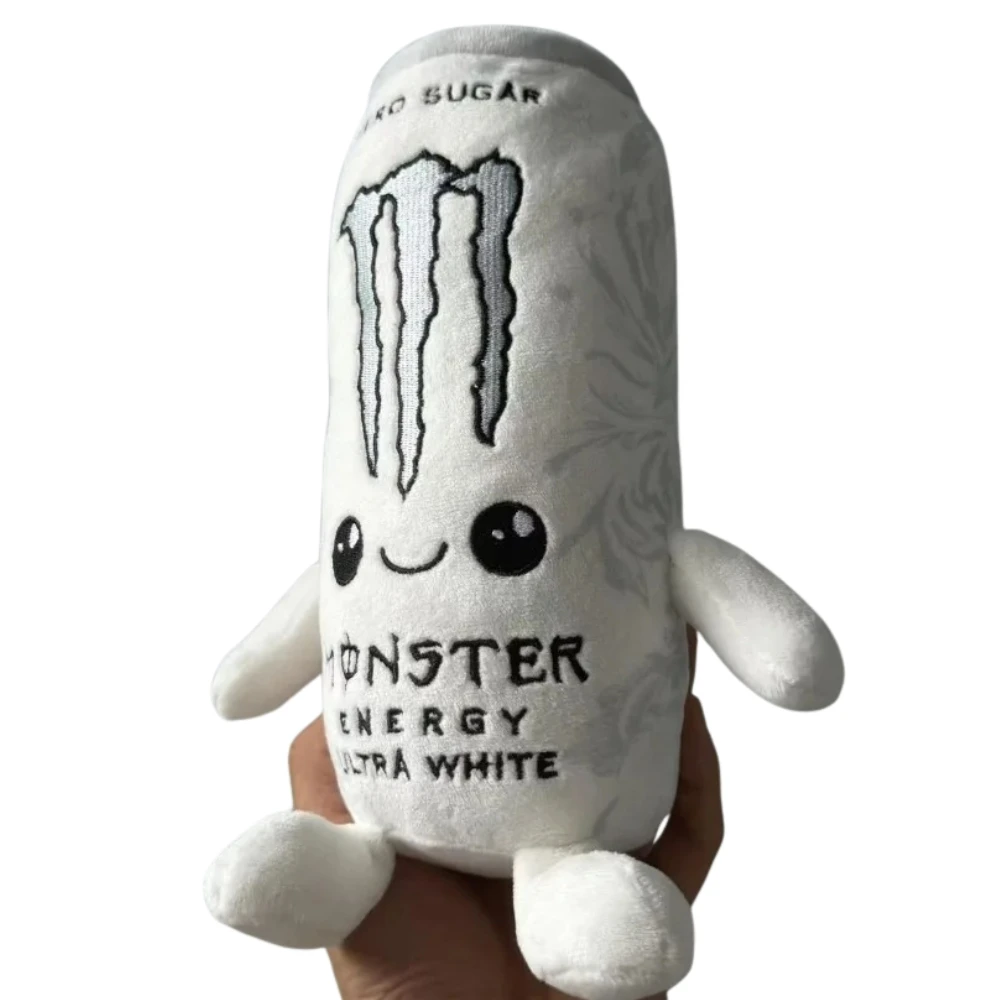 New Simulation White Energy Drink Can Shaped Plush Toy Zero Sugar Theme Soft Stuffed Doll Desktop Ornament Holiday Gift For Fans