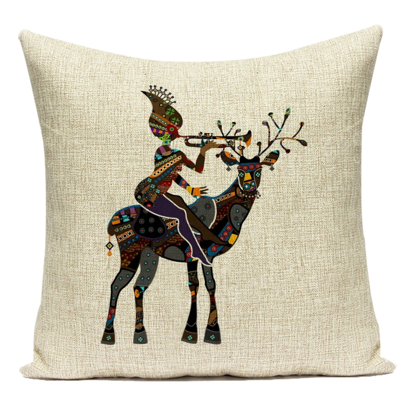 Sarung Bantal Cetak Wanita Afrika Abstrak Sarung Bantal Lempar Geometri untuk Sofa Kursi Mobil Sarung Bantal Hidup Afrika Dekoratif
