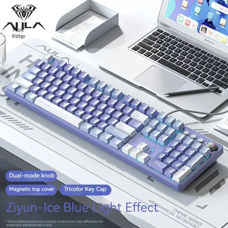 AULA F2088 Pro Mechanical Keyboard Anti-Ghosting 108 Plating Wired Gaming Mixed Backlit Keyset Customized Office Gamer Keyboard