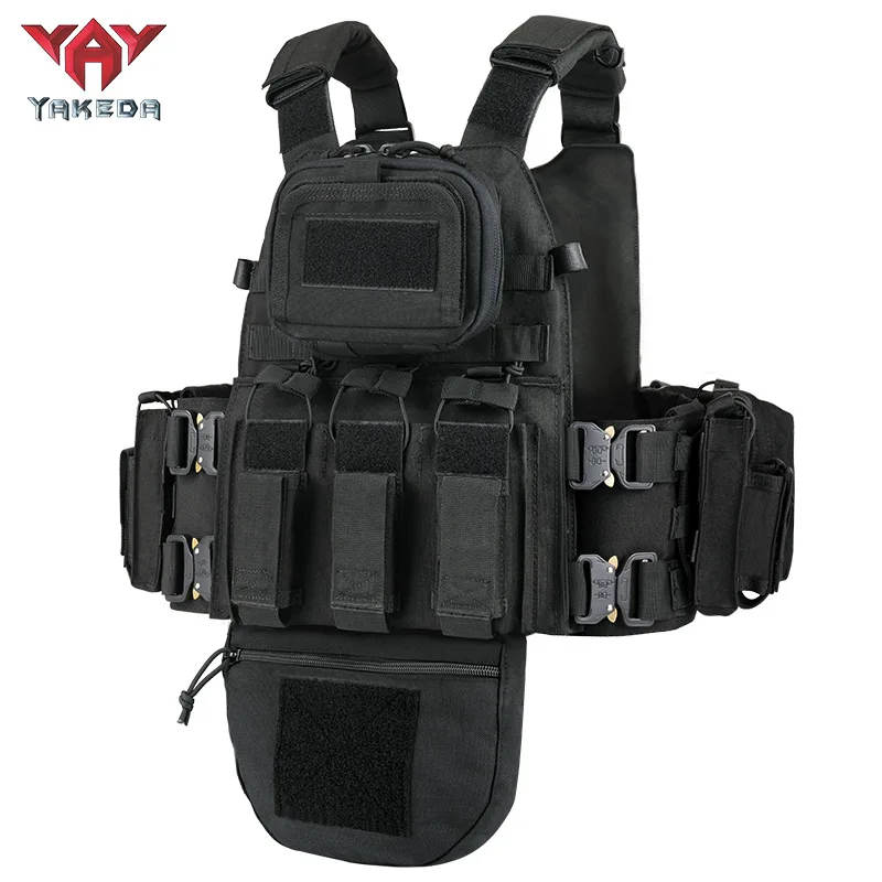 YAKEDA Multi-Functional Full Protection Tactical Vest Outdoor MOLLE Metal Snake Buckle Quick Release Camouflage Tactical Vest