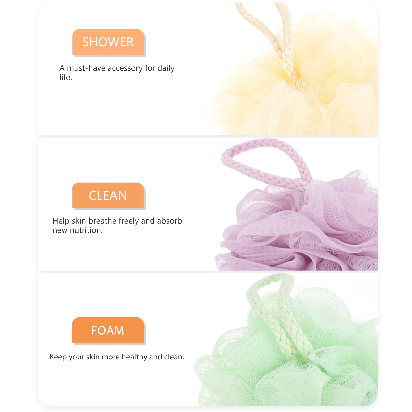 

6Pcs Bath Scrubber Shower Mesh Ball Cleansing Body Pouf for Men Women Remove Dirt Oil Smooth Skin Bath Poufs Shower Mesh Ball