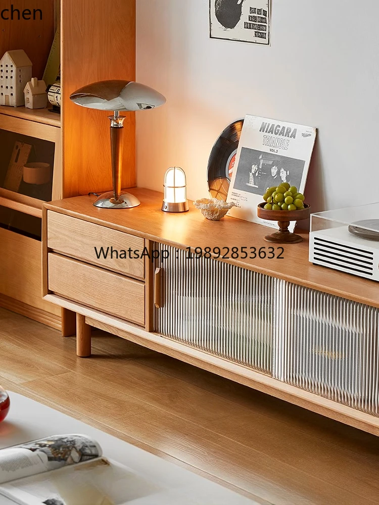 WW Furniture Time TV Cabinet Solid Wood Coffee Table Combination Log Wind Floor Storage Locker