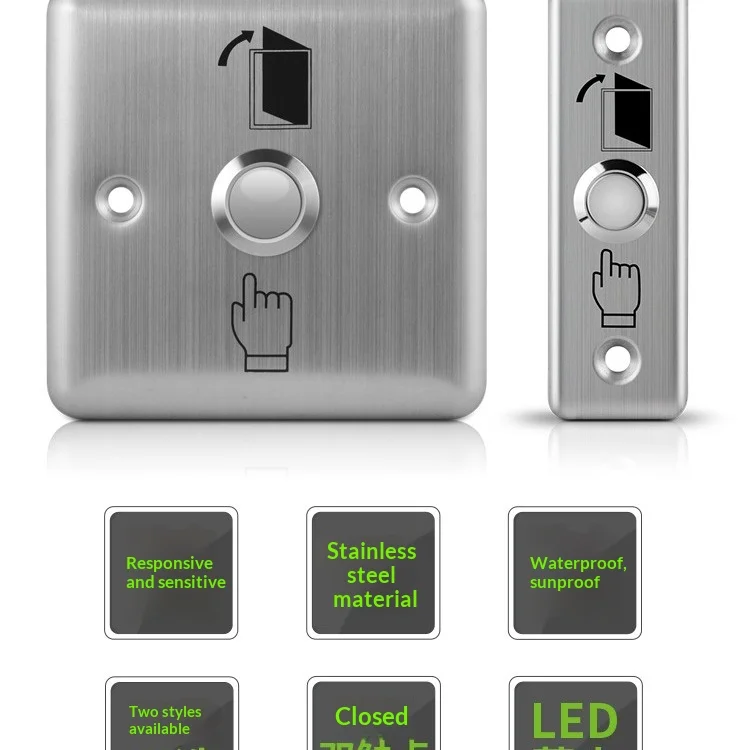 86 Type 304 Stainless Steel Door Exit Button Push to Exit Switch NO NC COM 12V for Access Control Syste