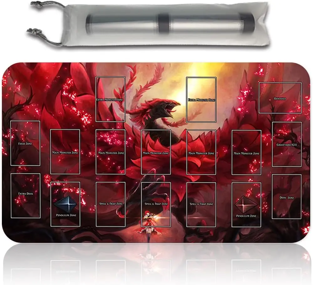

Коврики для настольной игры TCG + бесплатная сумка + со зонами карток, коврик для настольной игры YGO, размер 60 x 35 см, коврик для мыши, совместимый с MTG TCG