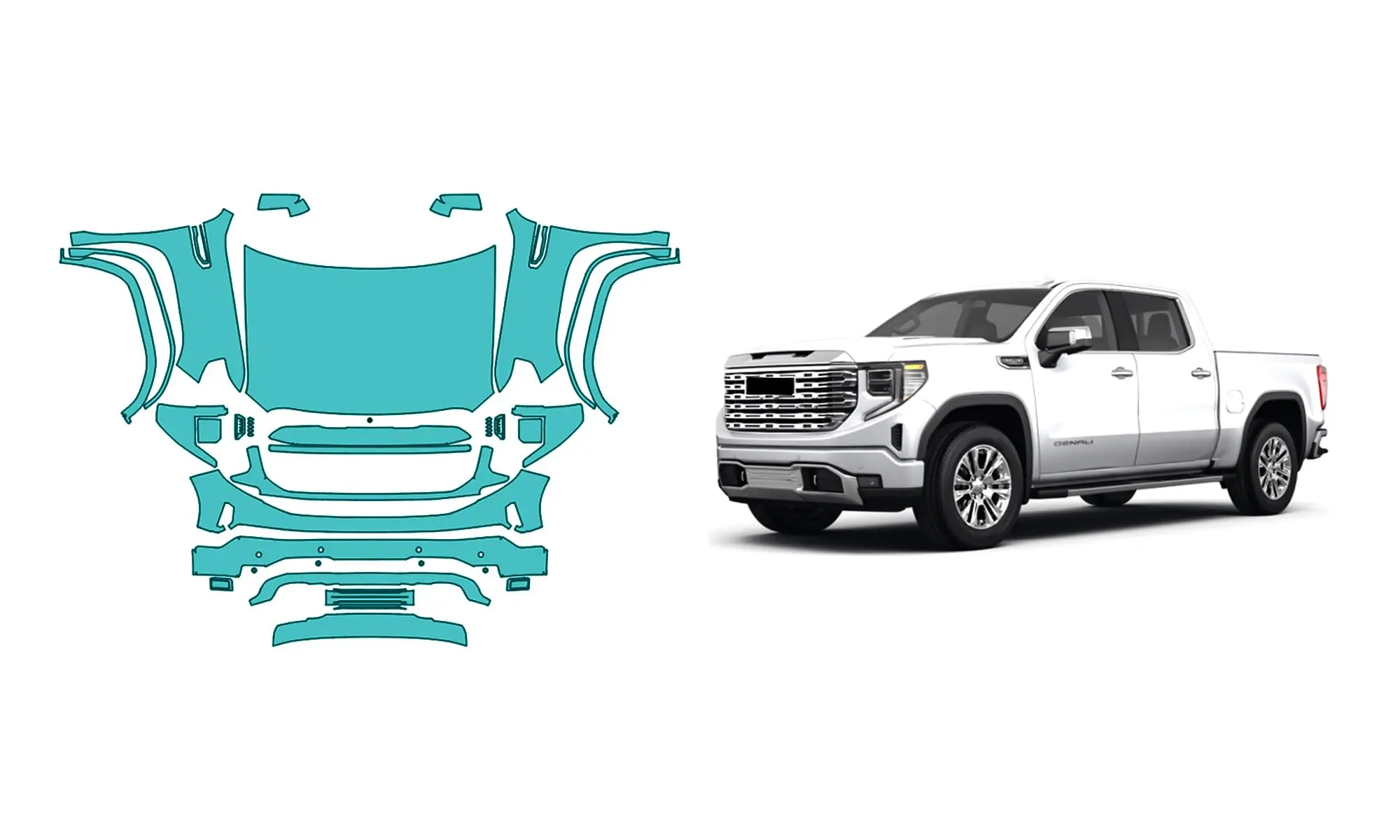 For GMC Sierra 1500 Denali Crewcab 2022-2025 TPU Pre-cut PPF Scratch-resistant Transparent Front Bumper Engine Protective Film