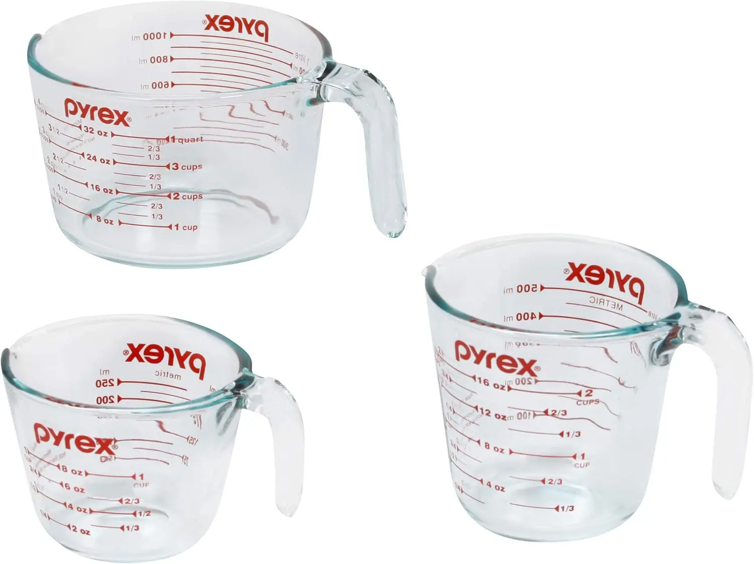 

Glass Measuring Cups Set (1, 2 & 4 Cup) for Baking, Cooking, Microwave and Dishwasher Safe