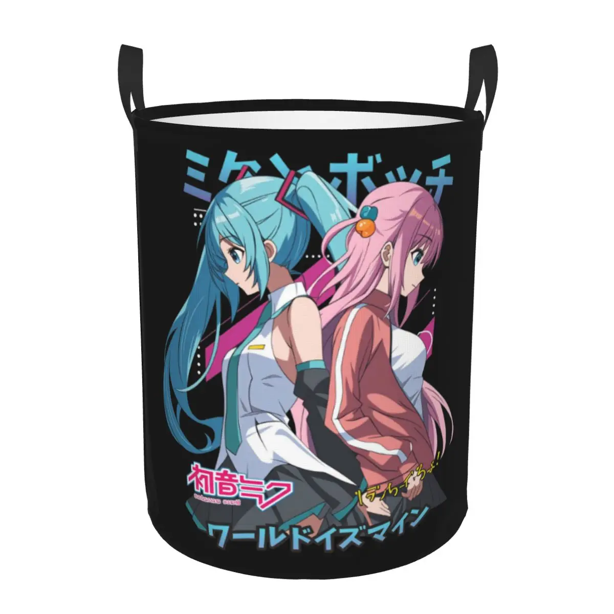 女の子かわいいh-初音m-mikuランドリーバスケット大型衣類収納バスケットボーカロイドアニメブックソックスビンオーガナイザーバスルーム用
