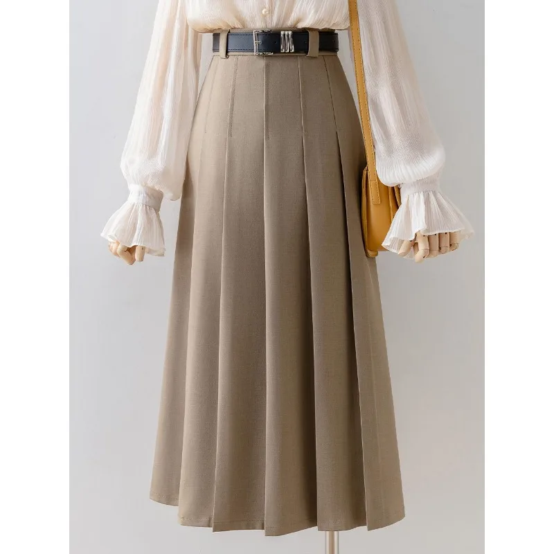 

Pleated Skirt 2024 New High-grade Skirt All-macth Female Spring Summer Pleated Jupe Women Short Tall Waist Overskirt Commuting