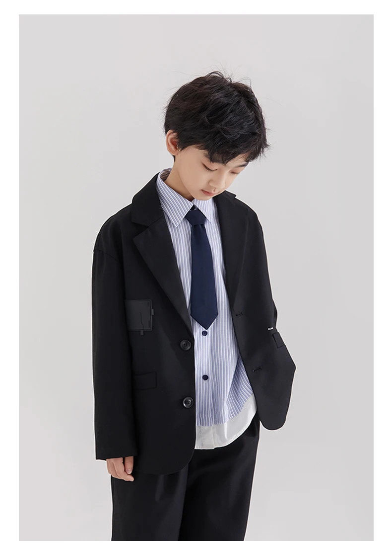 Eleganter Jungen-Hochzeitsanzug mit Blazer und Hose für Kinder, Konzert-Outfit, Kostüm, Coole Kinder-Smokings, Größe 5-14 Jahre – Detail 5