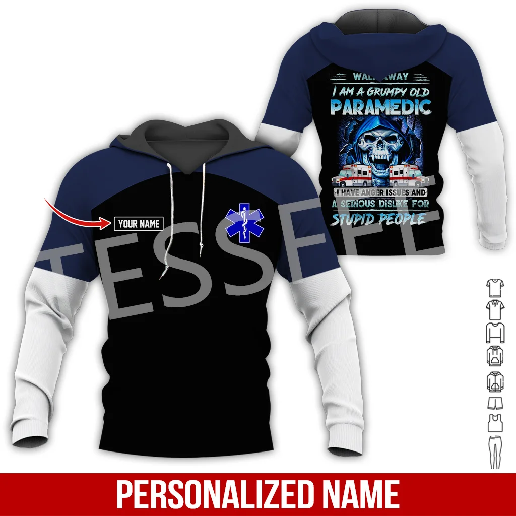 

Custom Name Cosplay EMT EMS Paramedic Tattoo Tracksuit Vintage Unisex 3DPrint Pullover Harajuku Jacket Casual Funny Hoodies N-40