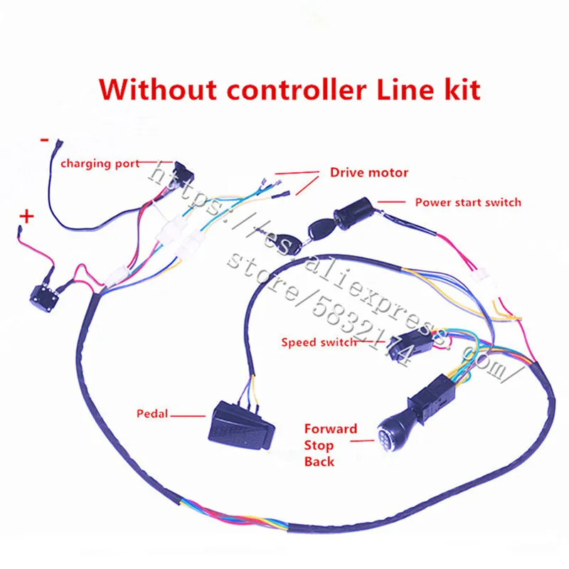 Kit di cavi e interruttori modificati fai-da-te per auto elettrica per bambini, controller 12V con telecomando Bluetooth 2.4G per auto elettrica per