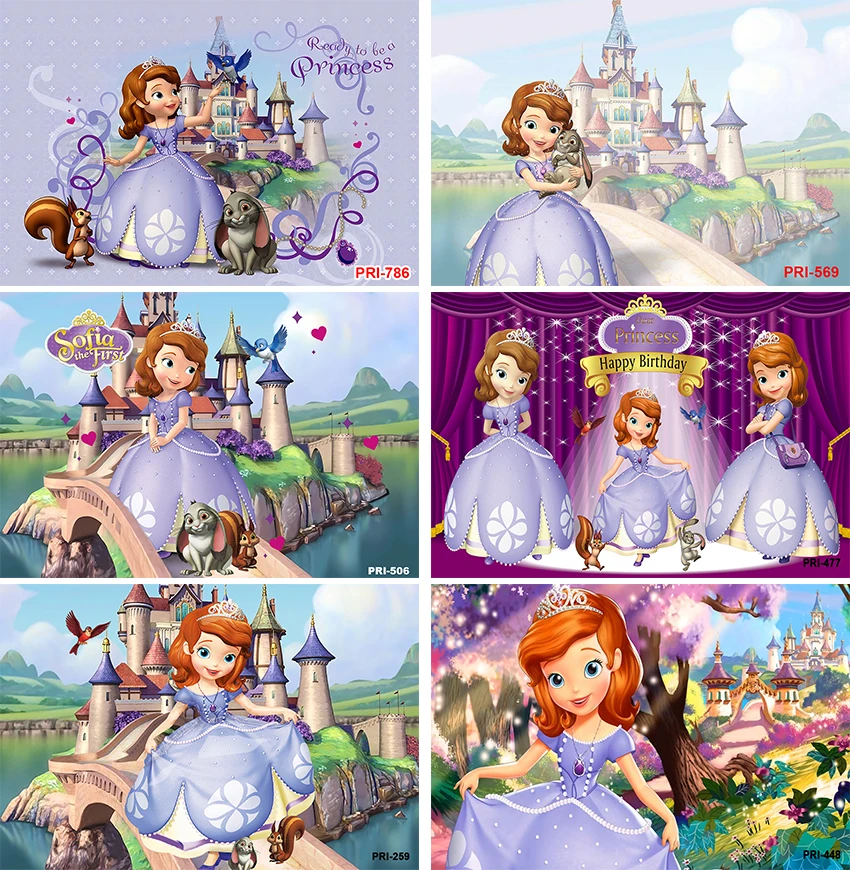 خلفية التصوير الفوتوغرافي صوفيا الأميرة الفتيات حفلة عيد ميلاد خلفية غرفة نوم الديكور راية استحمام الطفل لاستوديو الصور