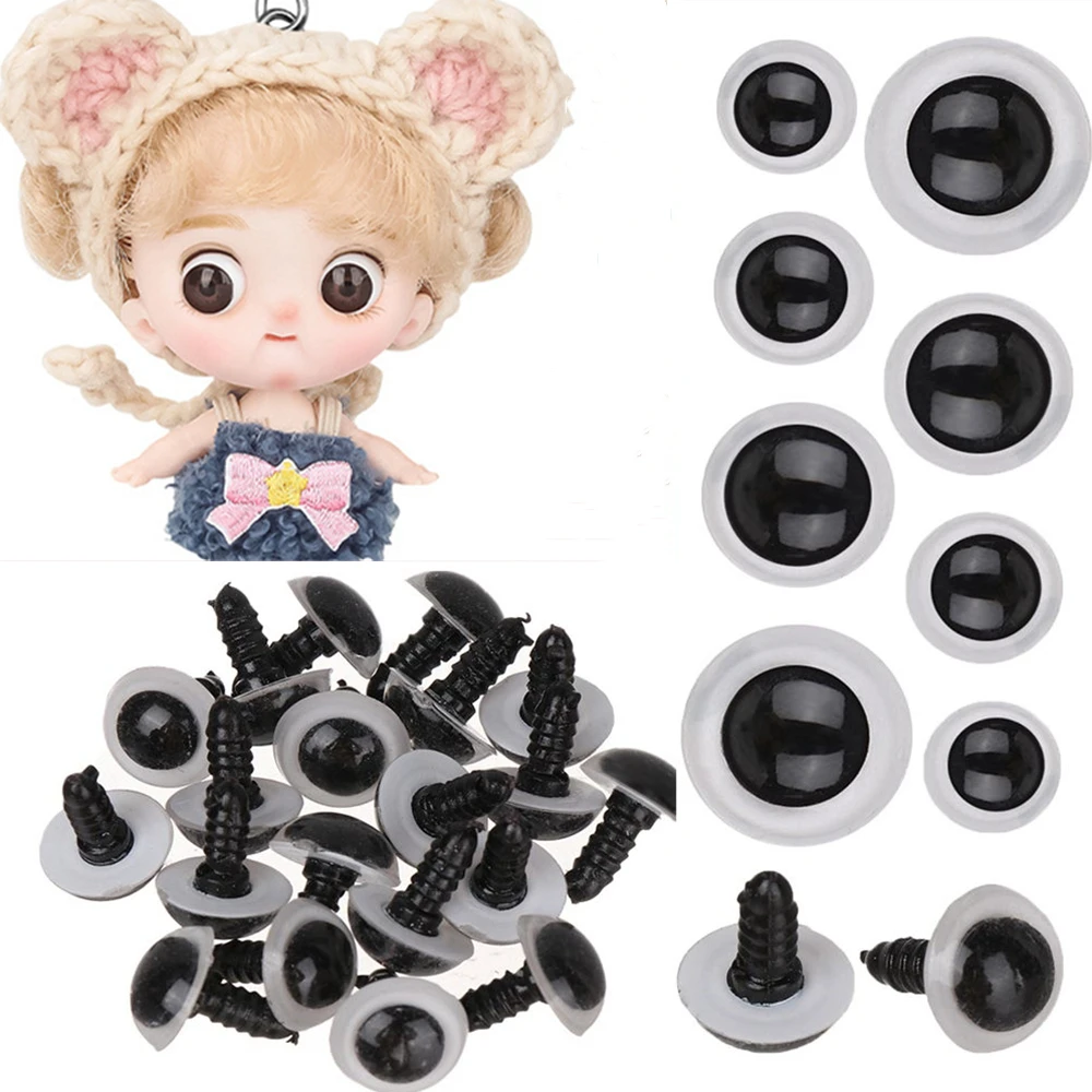 20pcs/10pairs 8/10/12/14mm Black&White Plastic Safety Crystal Eyes Crafts Bear Animal DIY Dolls Puppet Accessories Stuffed