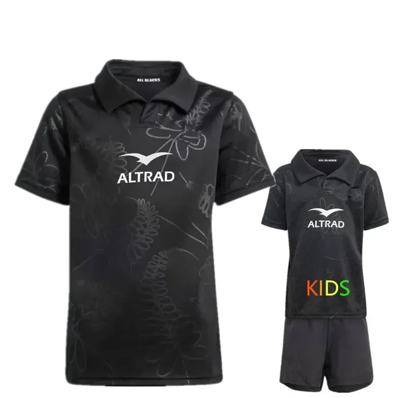 20024 New Zealand All Blacks Rugby Jersey Kids - Men's Size: S-5XL（Print Custom Name Number）