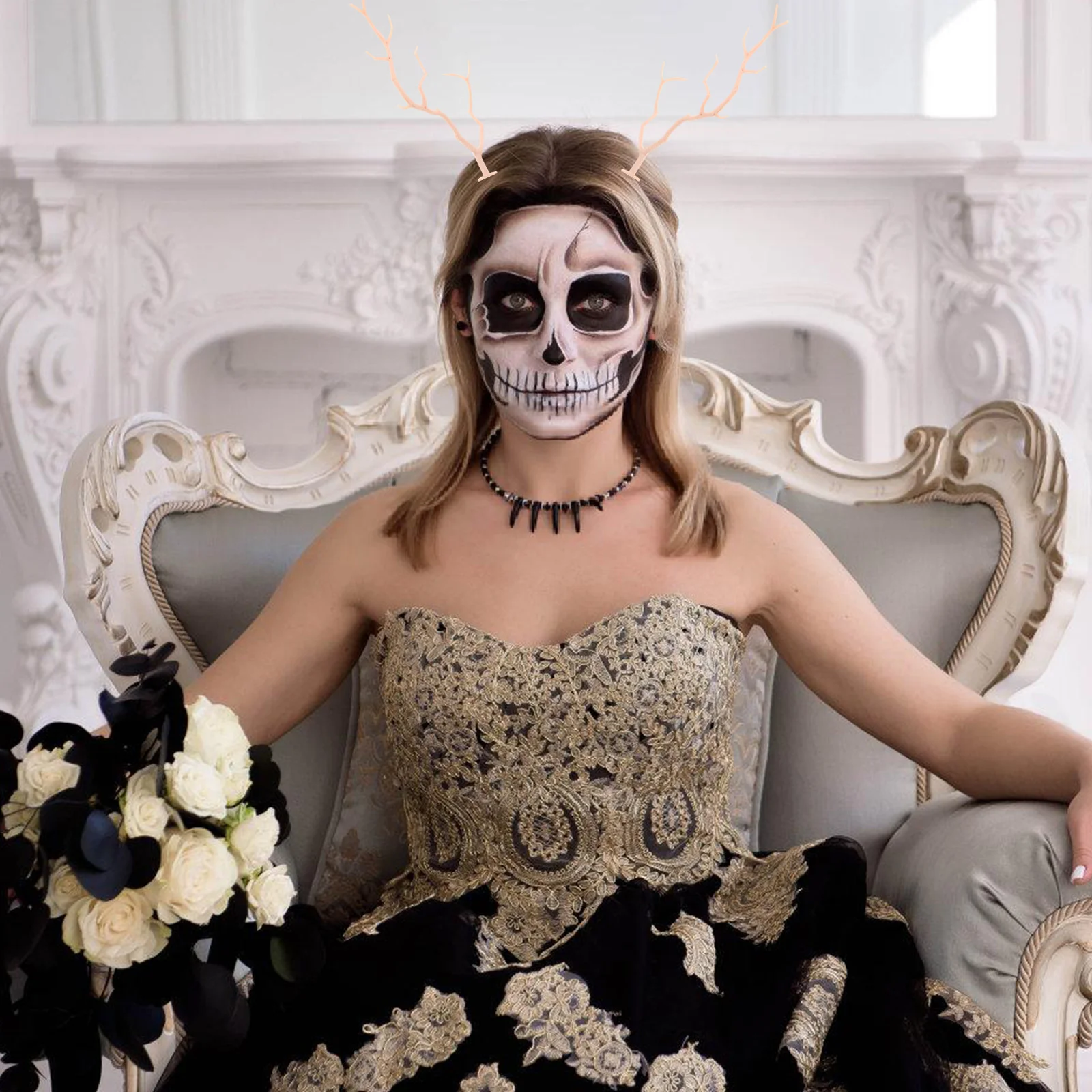 

6pcs Artificial Coral Branches Halloween Decorations Fake Dry Twigs Antler Headband Diy Branches Soft Plastic Decorative Stems