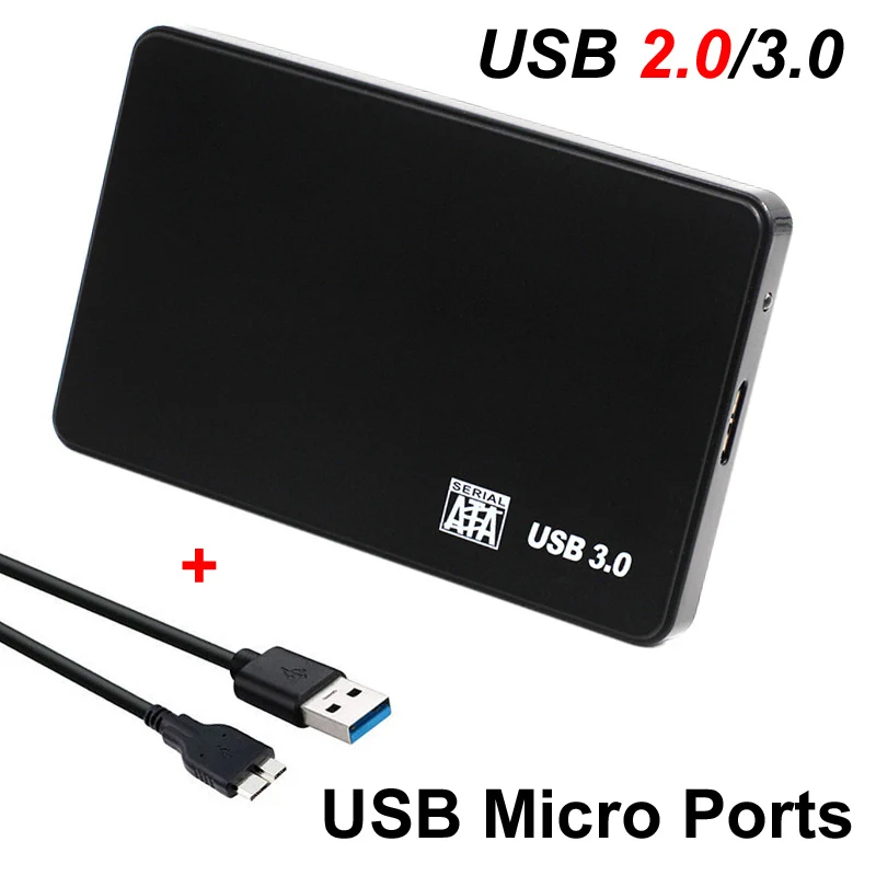 Plastic Black USB 3.0/2.0 SATA HDD Enclosure 2.5 inch 2.5