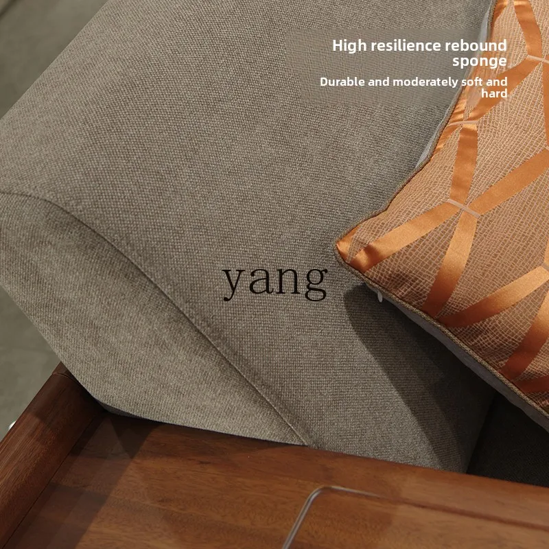 LH New Chinese Solid Wood Fabric Sofa Ebony Modern Chinese Living Room Furniture