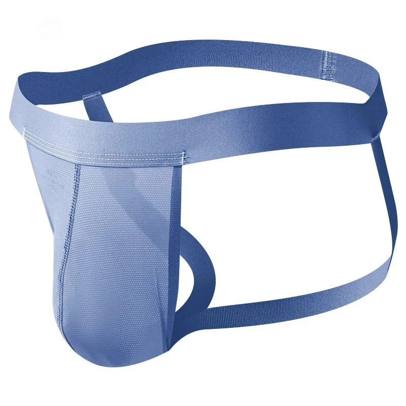 Men's Erotic Bulge Jockstrap Thong Ice Silk Seamless Ultra-thin Soft Quick Drying Transparent Backless Gay Sexy Pouch Underpants