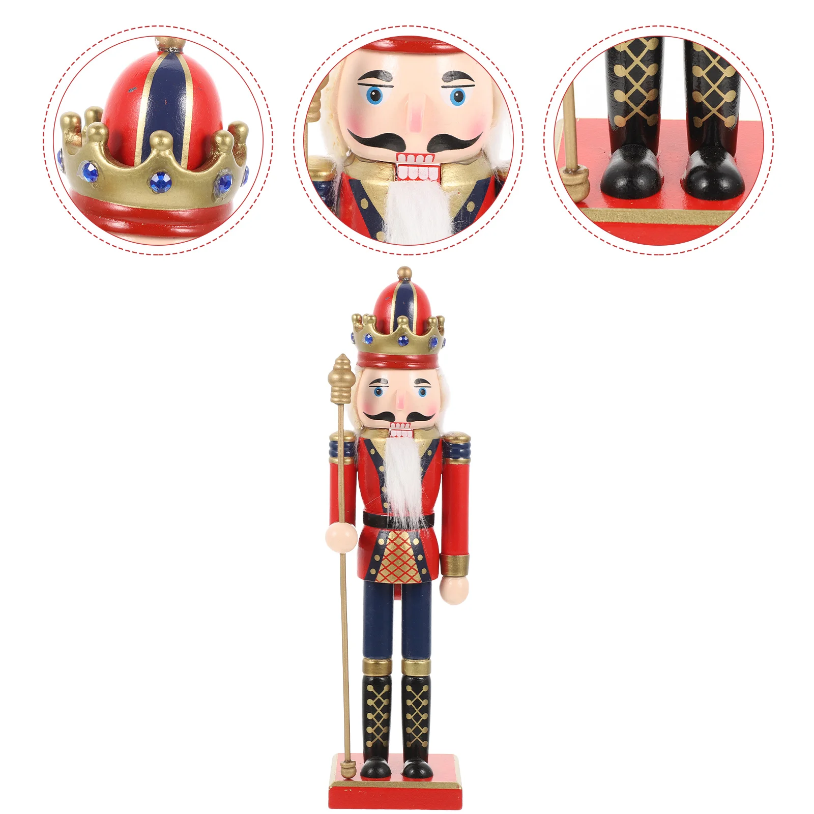 

Nutcracker Dolls Christmas Decoration Xmas Accessories Sturdy Nutcrackers Figures Wood for Living Room Desktop Adornment