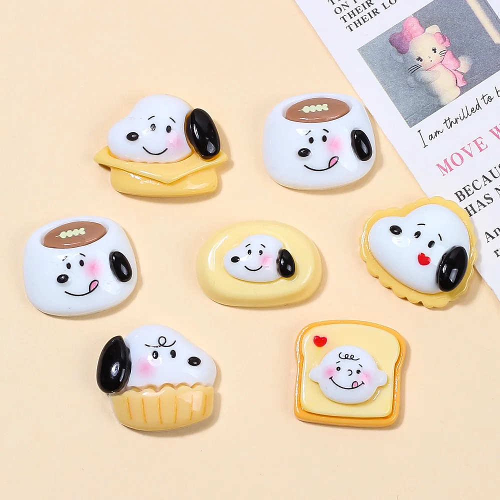 Cute Resin Flat Back Cabochon Cartoon Puppy bread cake Scrapbook Kawaii DIY Embellishments Charm craft Decorate Accessories