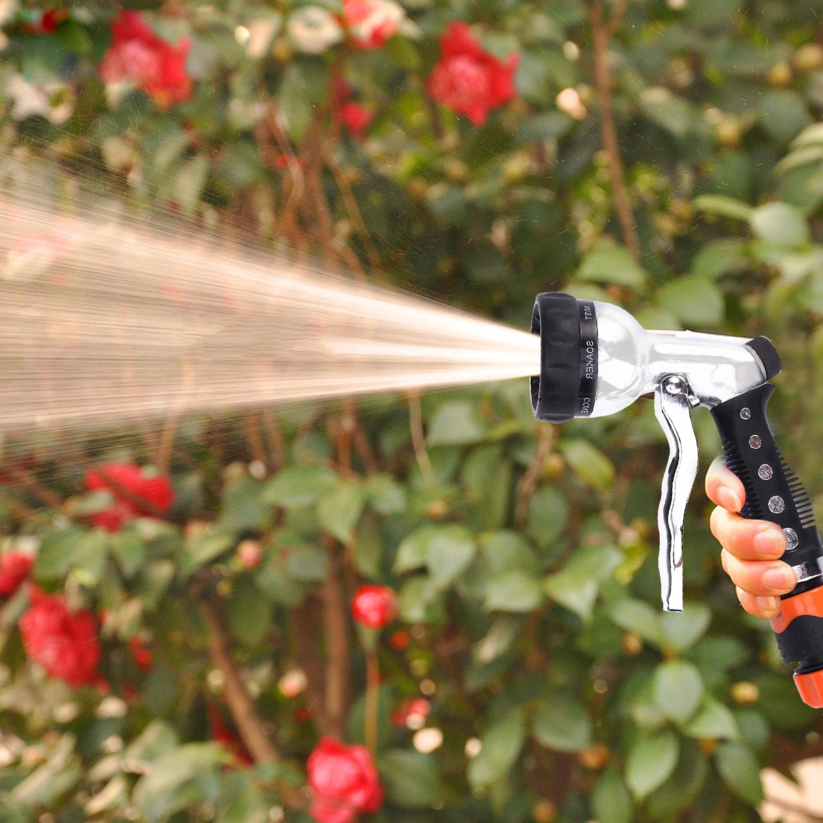 

Silver High Pressure Car Cleaning Water Spray Multi Functional Garden Hose Nozzle Spray 7 Adjustable Patterns Car Cleaning Water