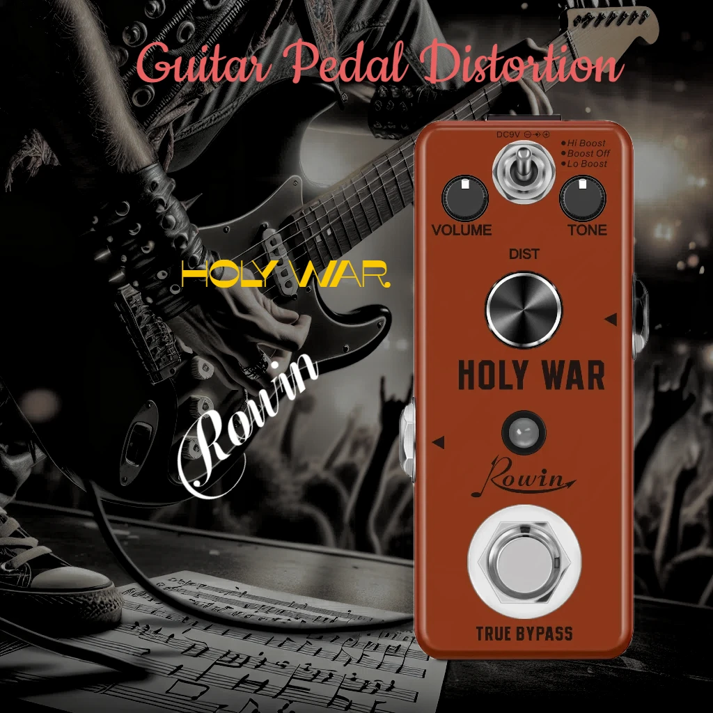 Rowin Electric Guitar Holy War Pedal Distortion Analog  Heavy Metal 80\'s Dist Effector Boost Effects True Bypass LEF-305